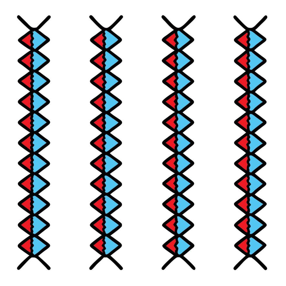 Simple four braided colorful geometric chains on white background decorative ornament vector