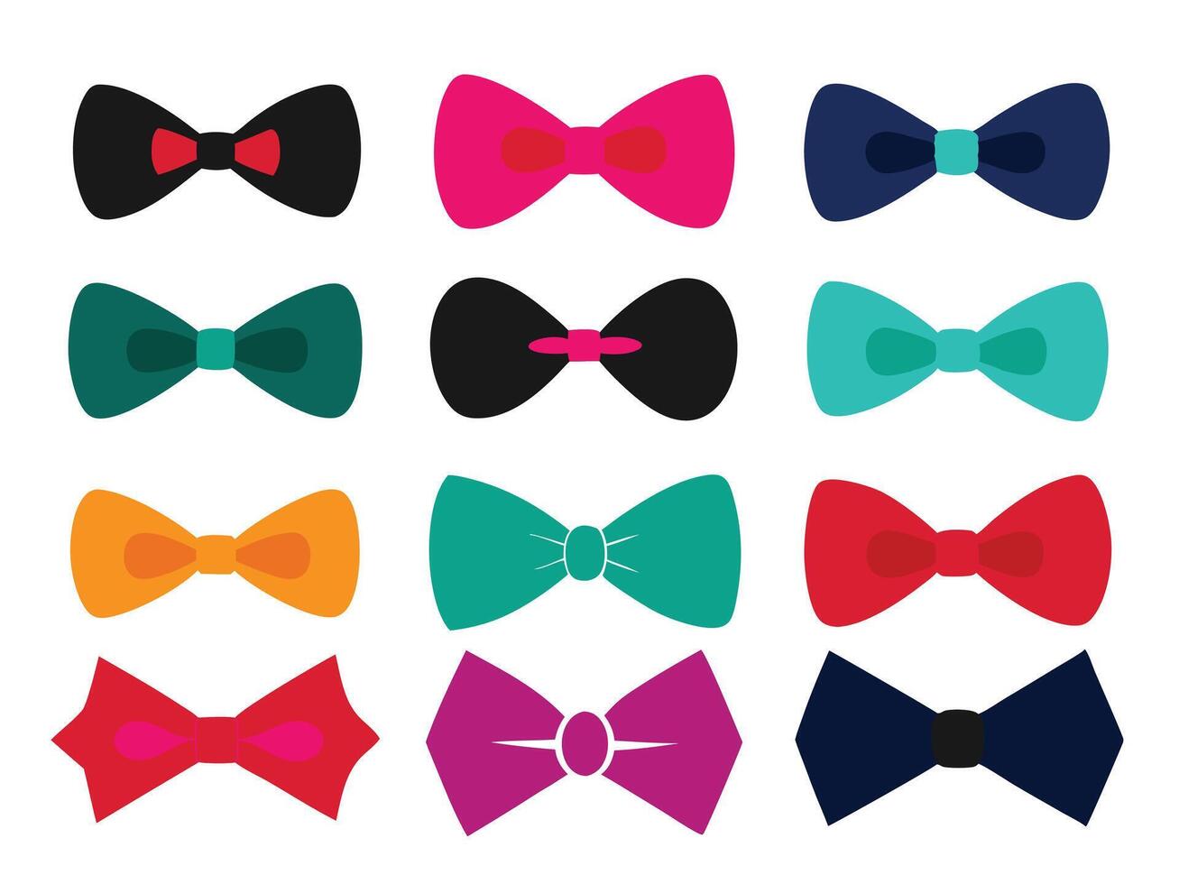 Colorful illustration of a collection of stylish bow ties in different shapes and shades vector
