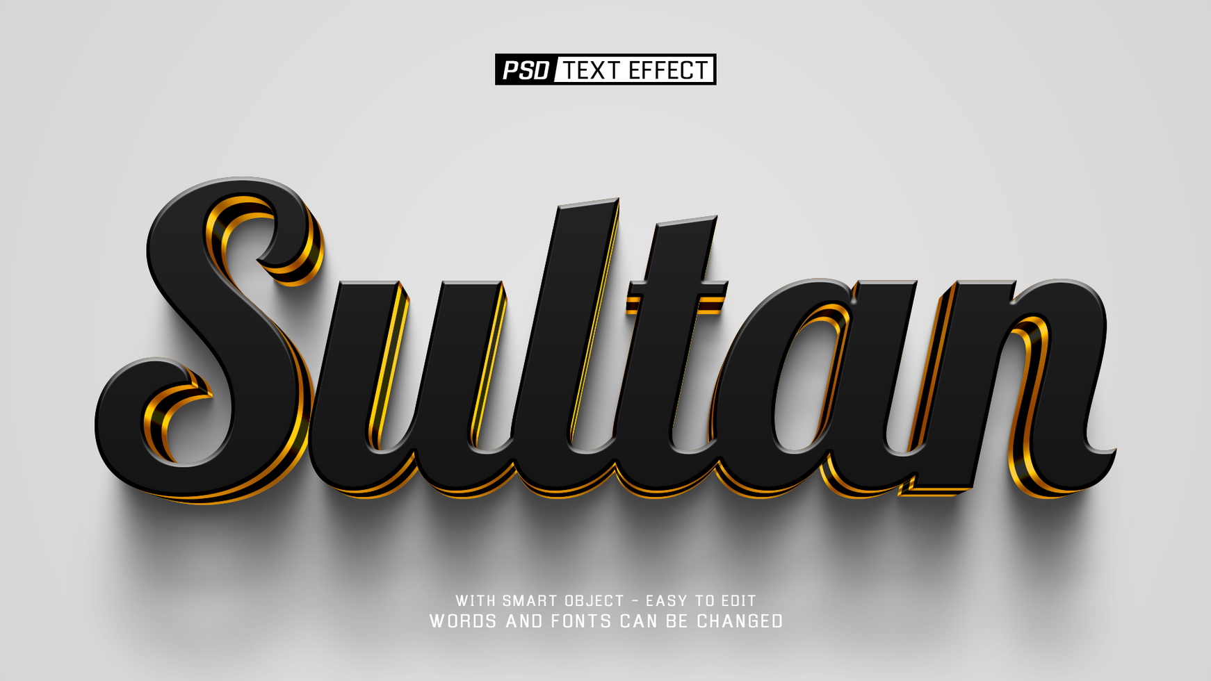 sultan black and gold 3d text effect psd