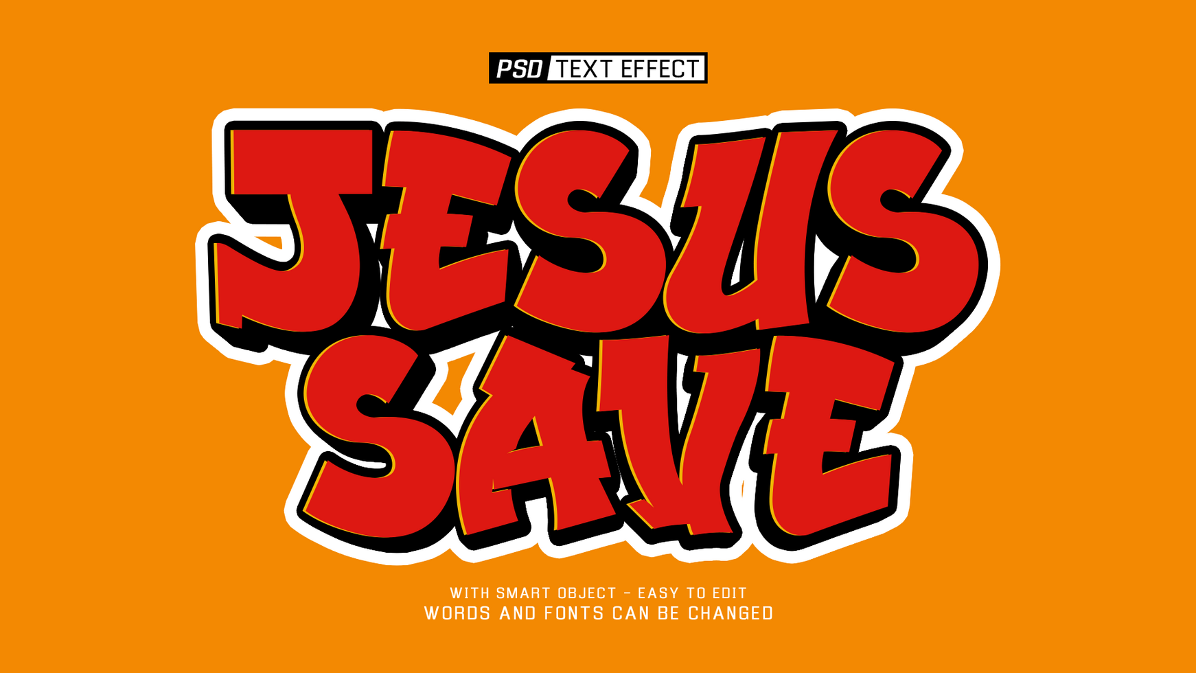 jesus save graffiti editable text effect style psd