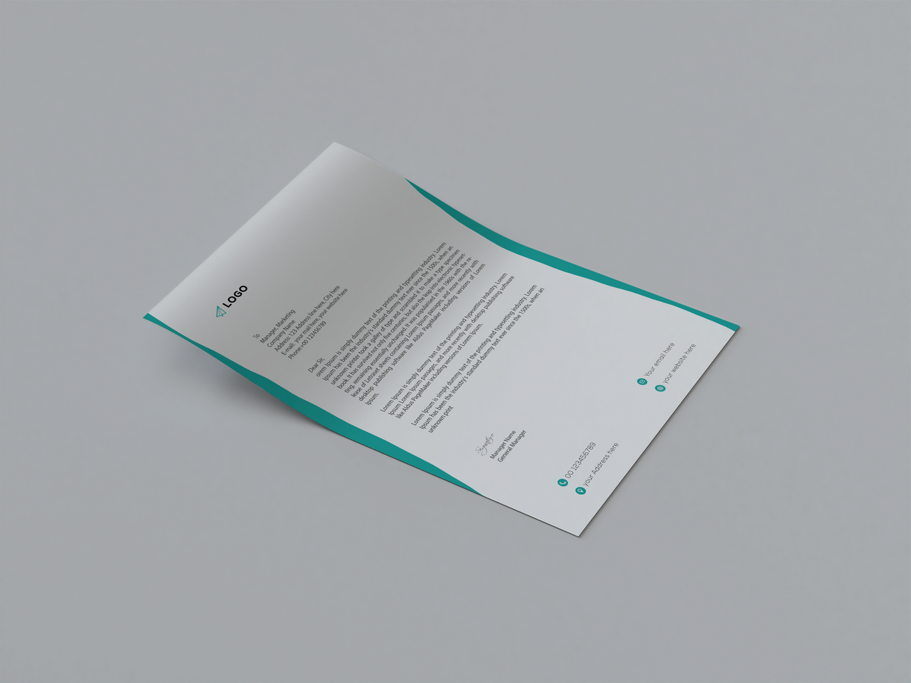 Top Isolated View Realistic Curved Letterhead Mockup.. psd