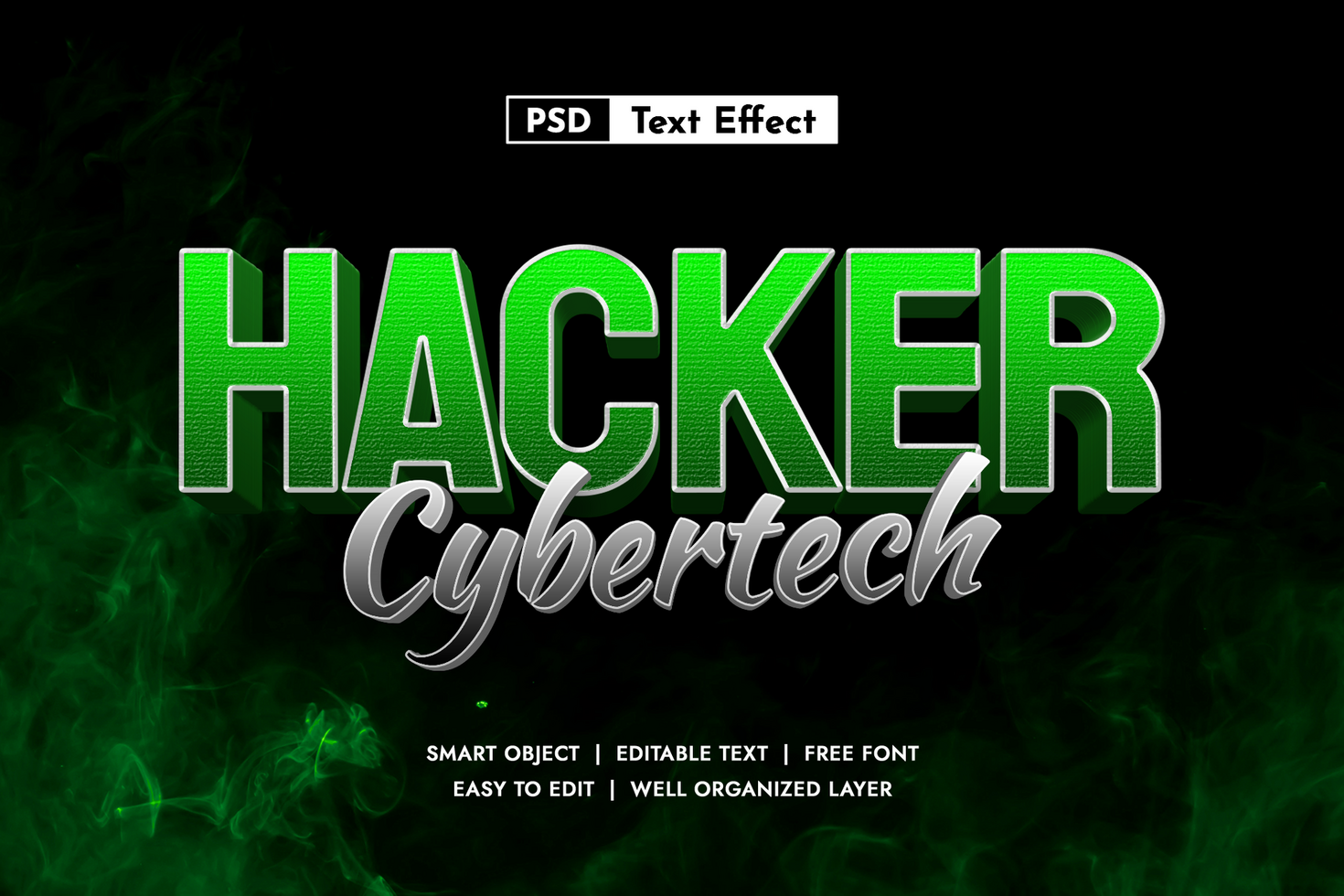 HACKER Cybertech 3D Text Effect - Futuristic Digital Design psd