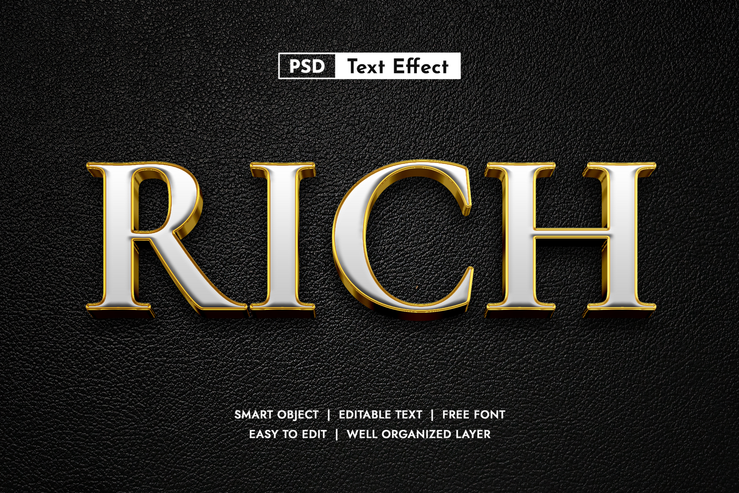 Elegant White Gold and Silver 3D Text Effect. Editable Luxury Metallic Font Style for Premium Branding, Awards, and Modern Title Designs psd