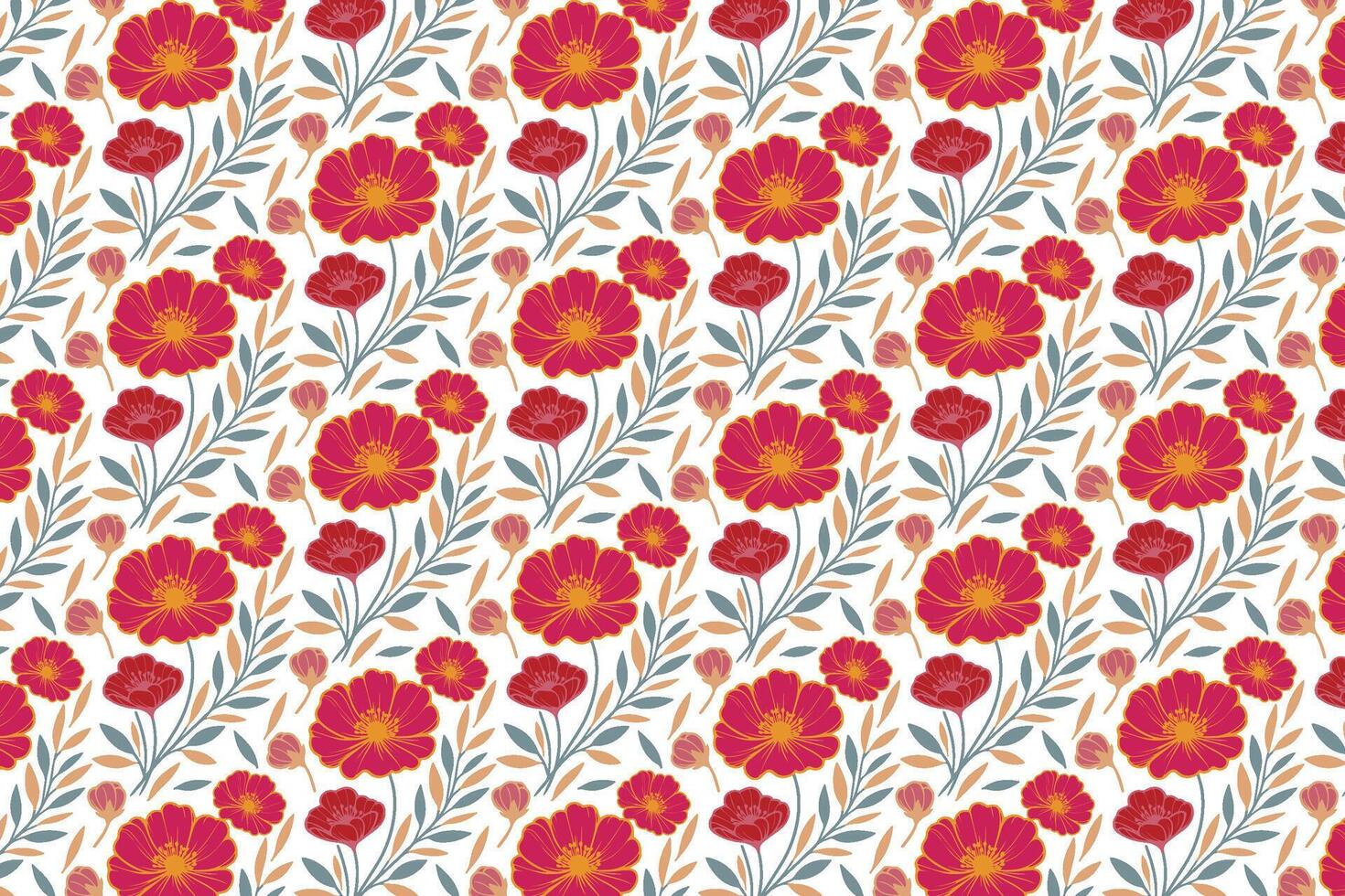 cotton flower fashion wrapping paper, outline pillow design sketch, textile floral texture motif, one line print artwork trend, hand drawn pattern inspiration vector