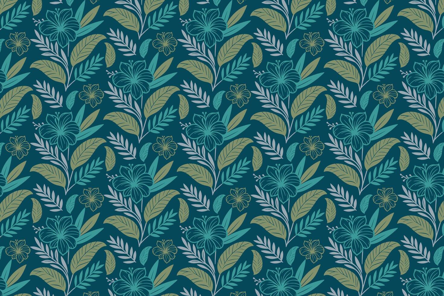 fashion friendly floral line art with cotton flower drawings rose repetition and abstract texture for home fabric and surface use vector
