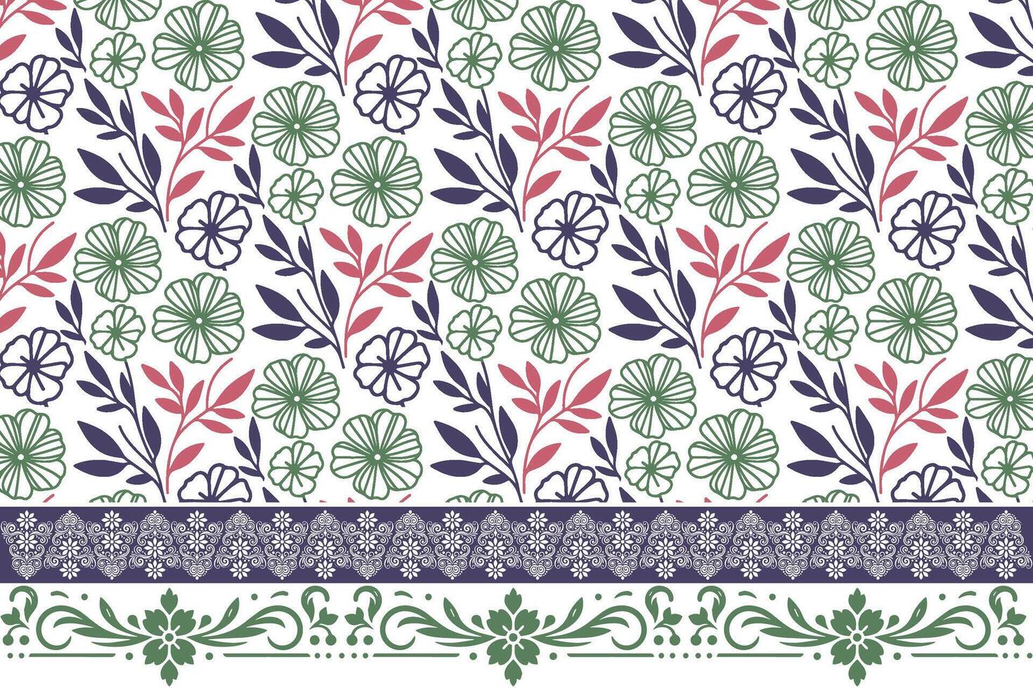 cotton flower border drawing, outline rose sketch pattern, minimal fashion print texture, textile design for kitchen wear, trendy wrapping motif vector