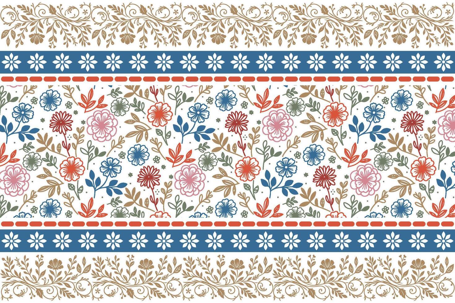 modern floral motif sketch, cotton border rose outline, abstract textile drawing idea, one line fabric print design, fashion wrapping texture vector