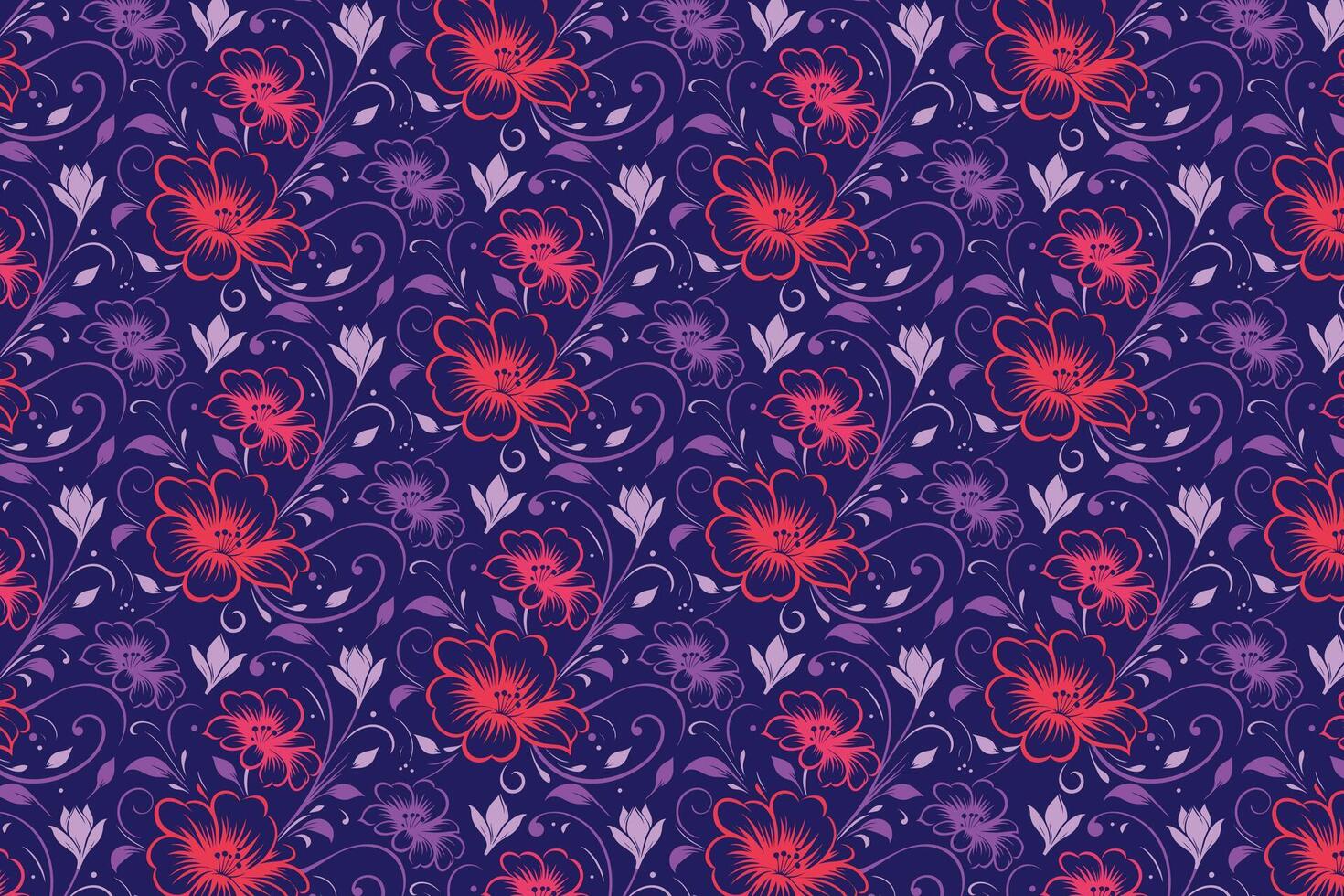 pattern design featuring hand drawn floral elements including cotton flower rose sketches and abstract repetition vector