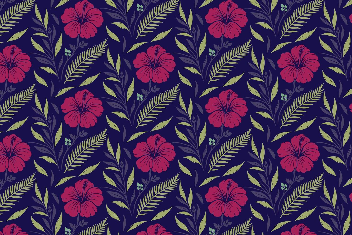 hand drawn floral pattern with one line rose outlines cotton flower sketches and abstract continuity for modern textile printing vector