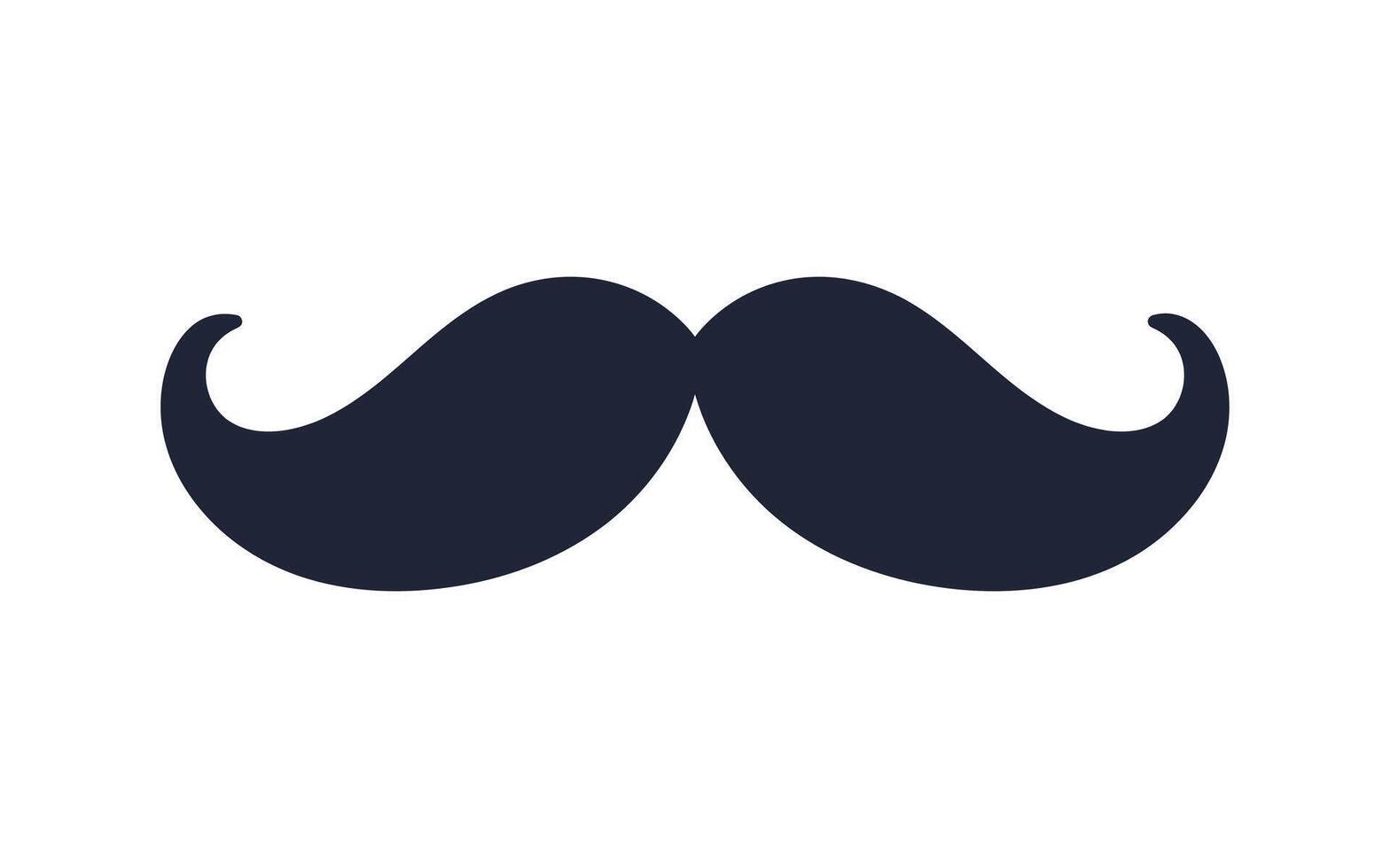 Vintage style moustache icon, classic male facial hair silhouette with curled edges, barbershop symbol, disguise element, retro man accessory isolated on white background flat illustration. vector