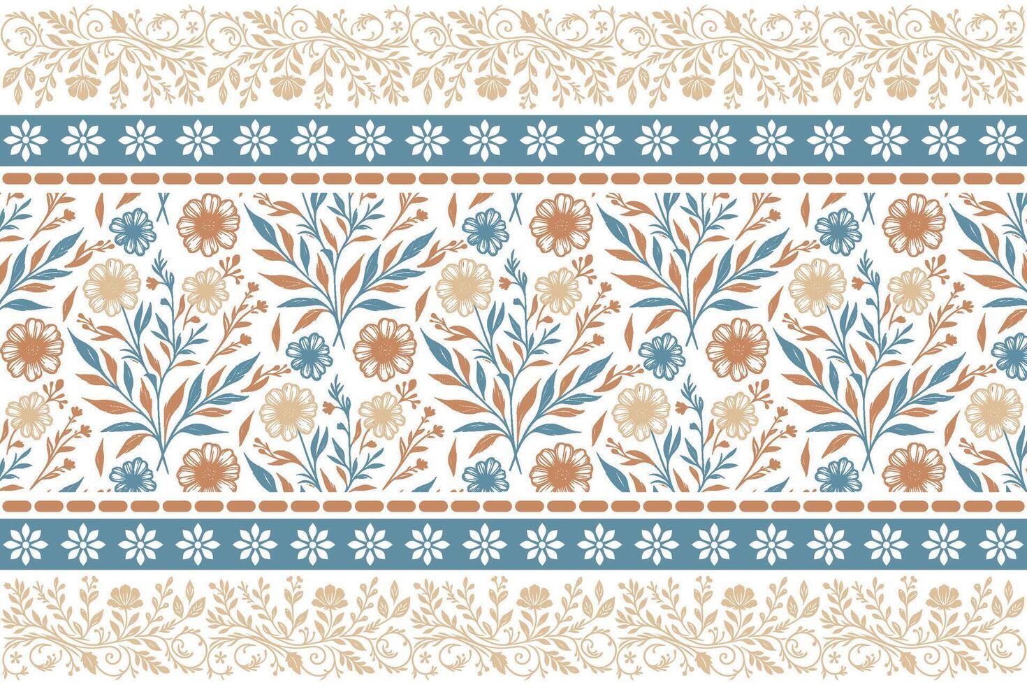 home textile floral pattern, border motif with cotton sketch, one line rose outline design, wrapping paper fabric idea, trendy print texture vector