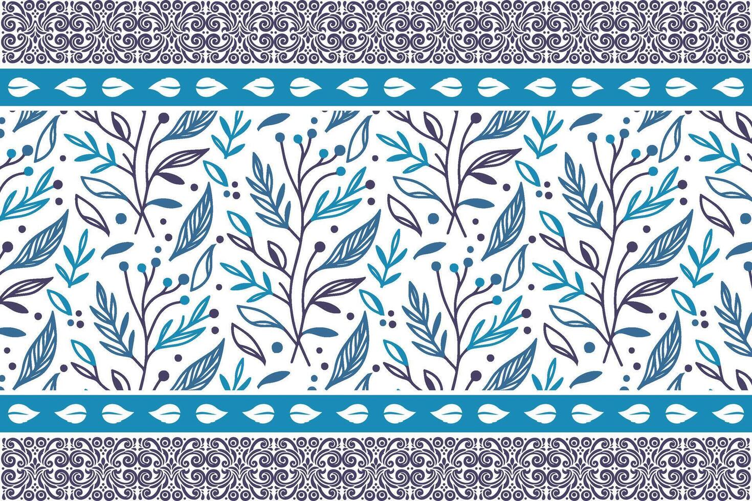 blue abstract flower sketch, embroidery outline border, hand drawn cotton art, modern fashion textile, wrapping paper print vector