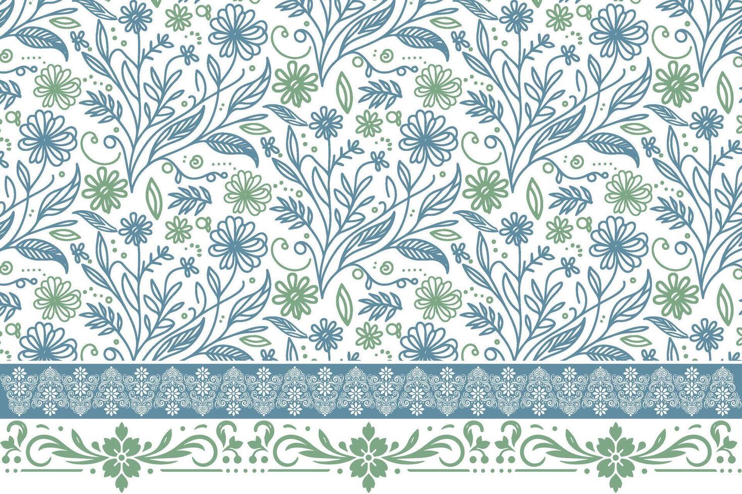 floral border line sketch, cotton flower embroidery pattern, modern outline motif design, fashion textile print texture, abstract rose drawing vector