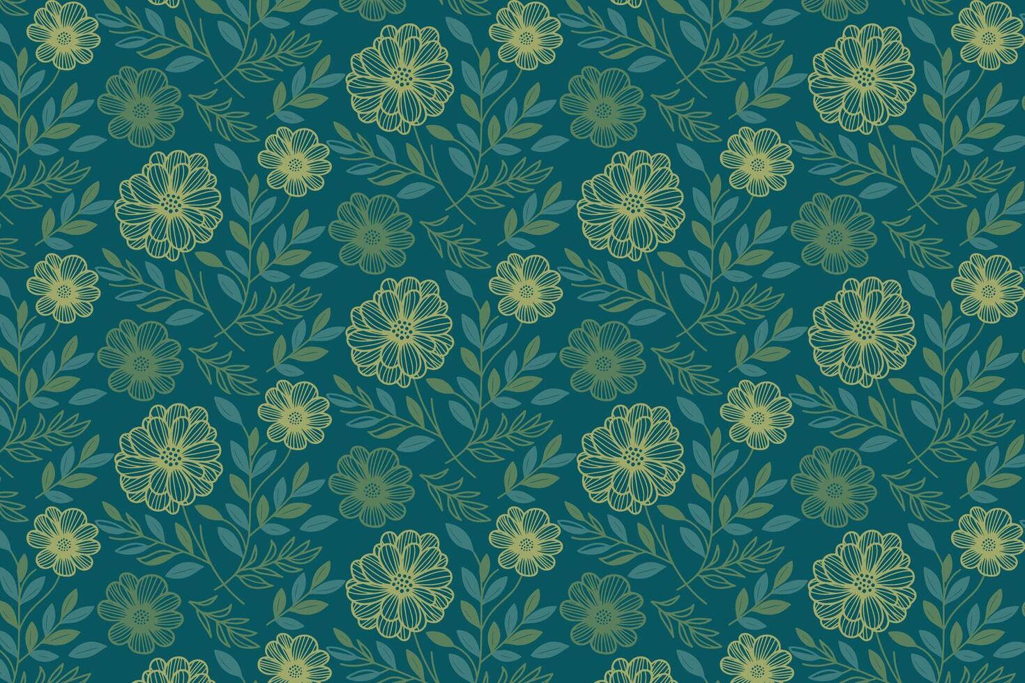 nature themed floral pattern with minimalist one line rose designs cotton flower texture and abstract leaf sketches for kitchen fabric vector