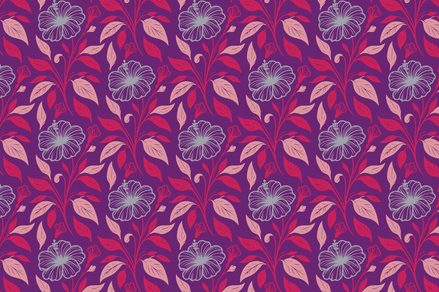 floral pattern with rose and cotton line illustrations arranged in repeating abstract texture for fashion textile and pillowcases vector