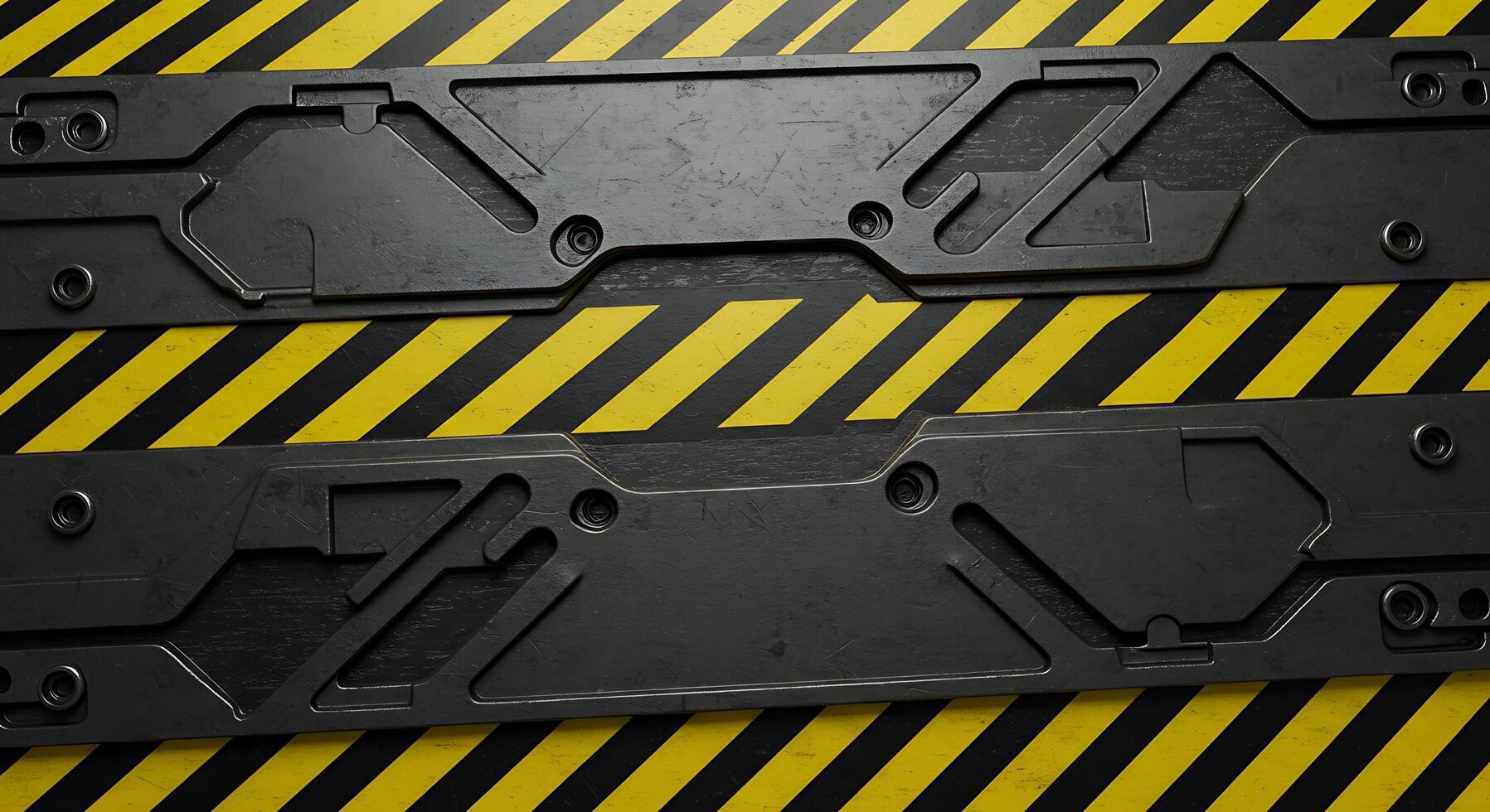 Two metal plates with black and yellow stripes photo