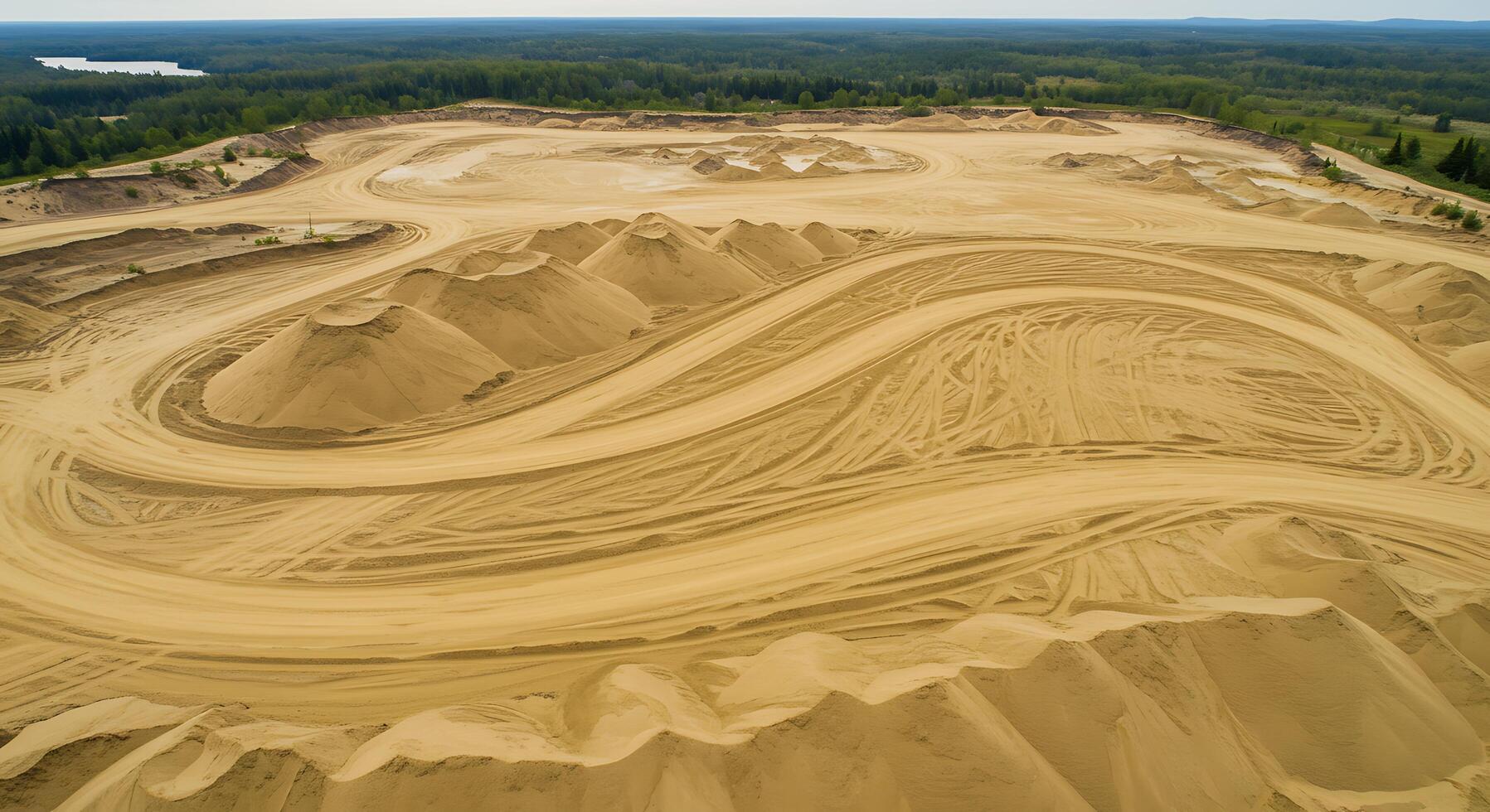 A large sand pit with a large amount of dirt photo