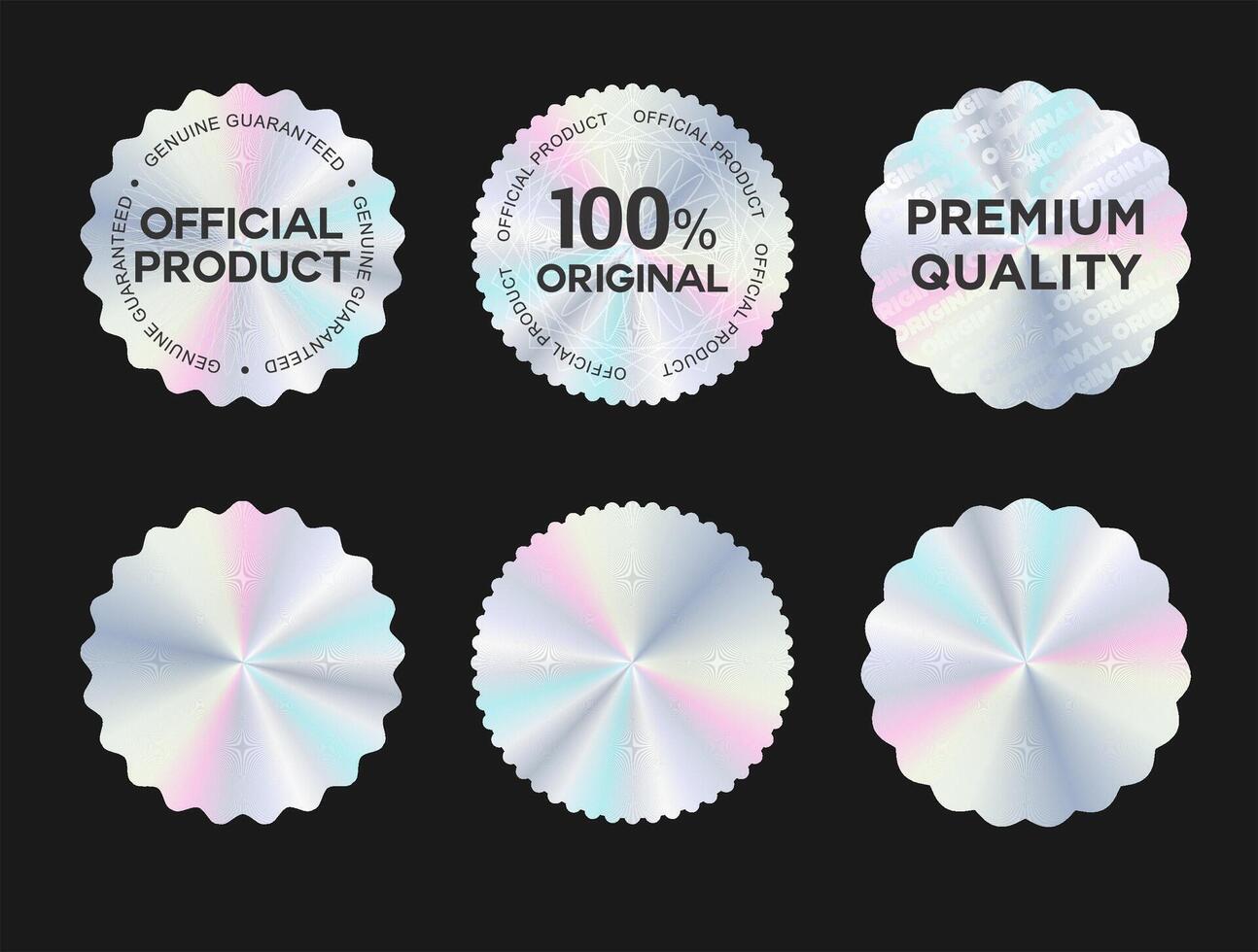 Hologram sticker and labels for official product guarantee and premium quality vector