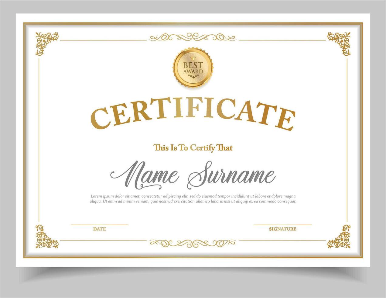 Elegant and luxurious certificate template vector
