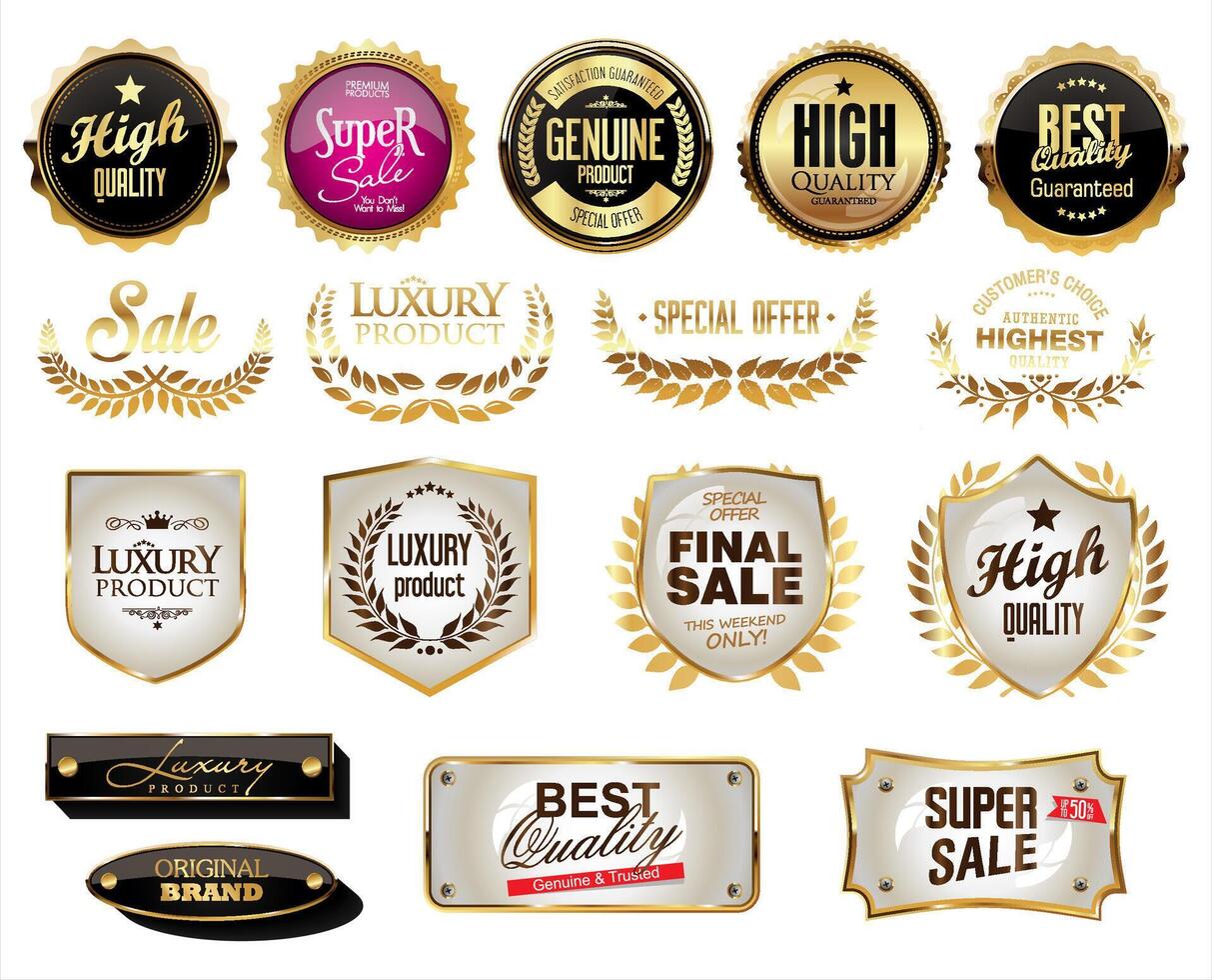 Premium Quality golden badge vector