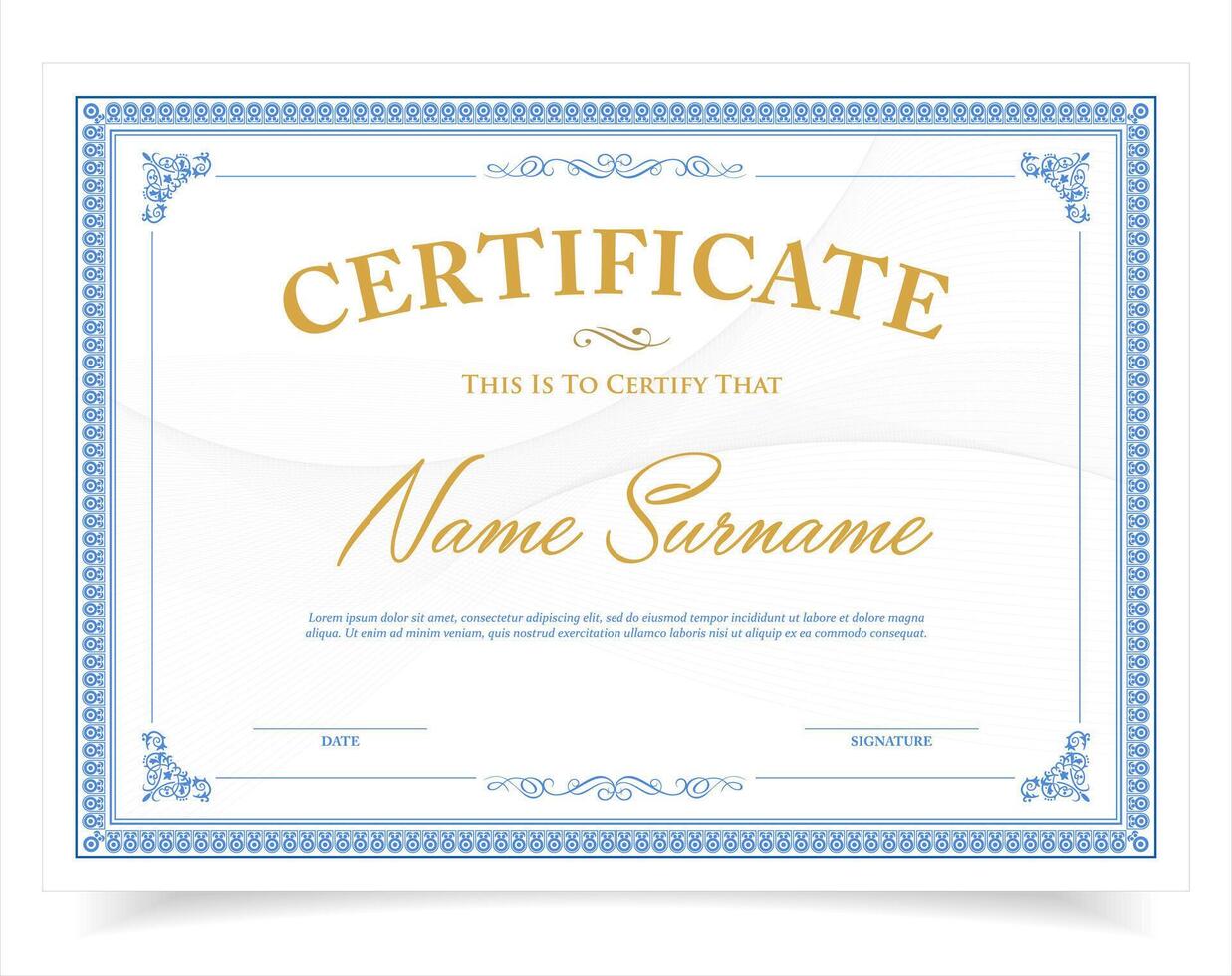 Certificate template. Award, Training achievement certificate or diploma designElegant and luxurious certificate template. Business, Award, Training achievement certificate or diploma design vector