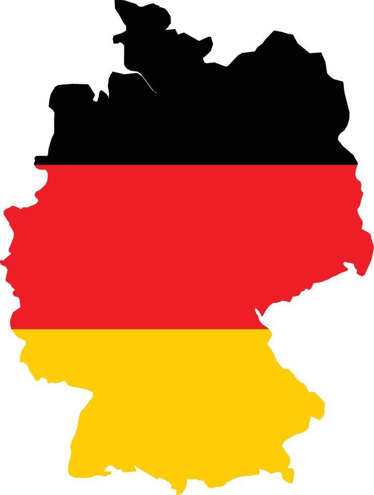 Map of Germany filled with the national flag colors. black, red, and yellow, isolated on a white background vector