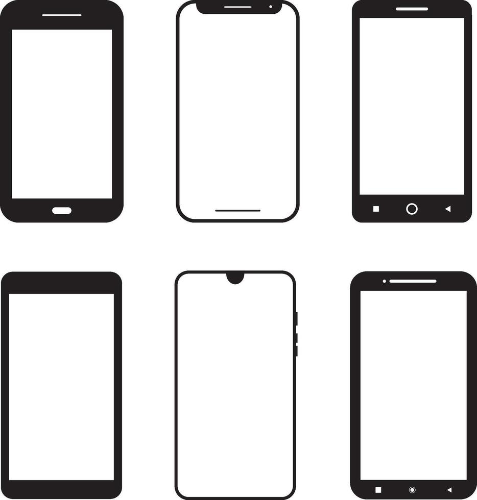 Minimal Mobile phone icon set illustration on white background vector