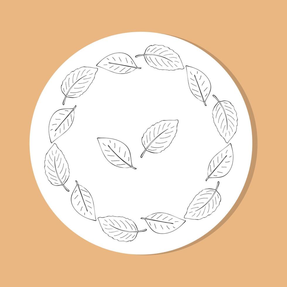 Minimalist Leaf Wreath in Circular Frame vector