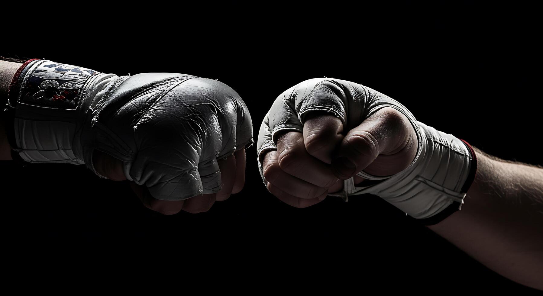 Two hands are holding each other in a boxing match photo