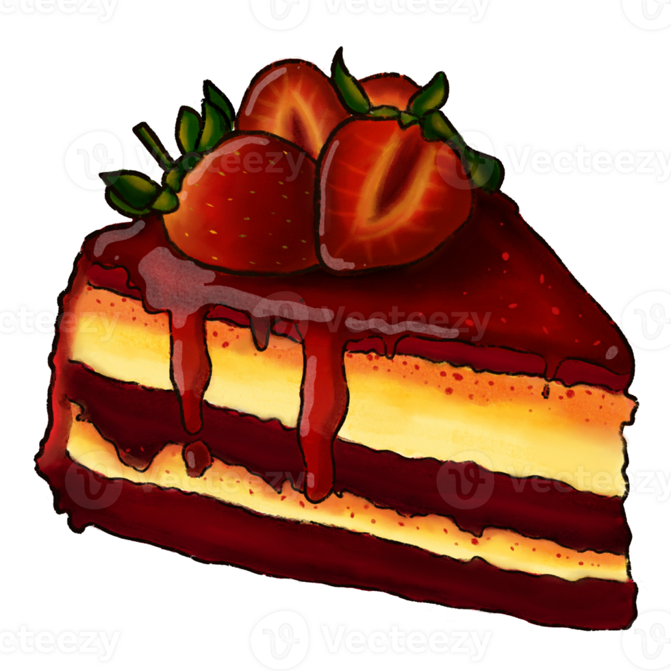 Strawberry cake illustration transparent background png
