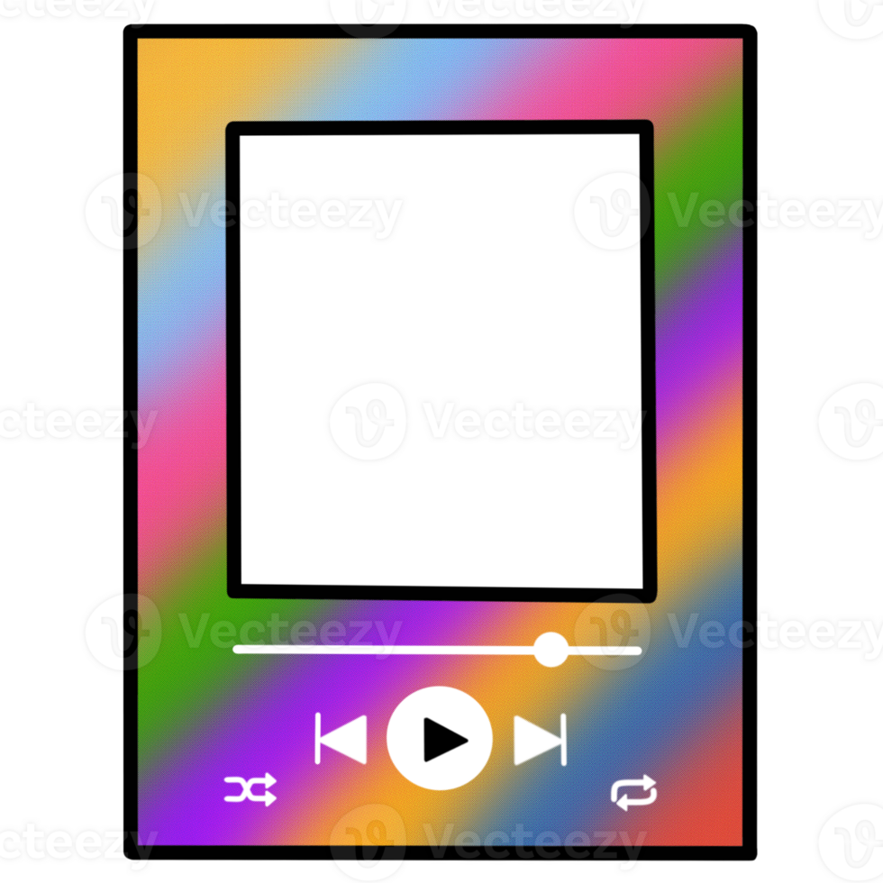 Rainbow music player photo frame template png