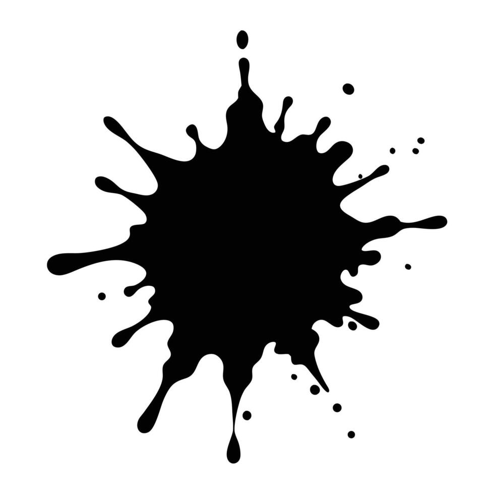 Black Acrylic Paint Splash - Bold Brush Stroke with Dripping Texture on White Background vector