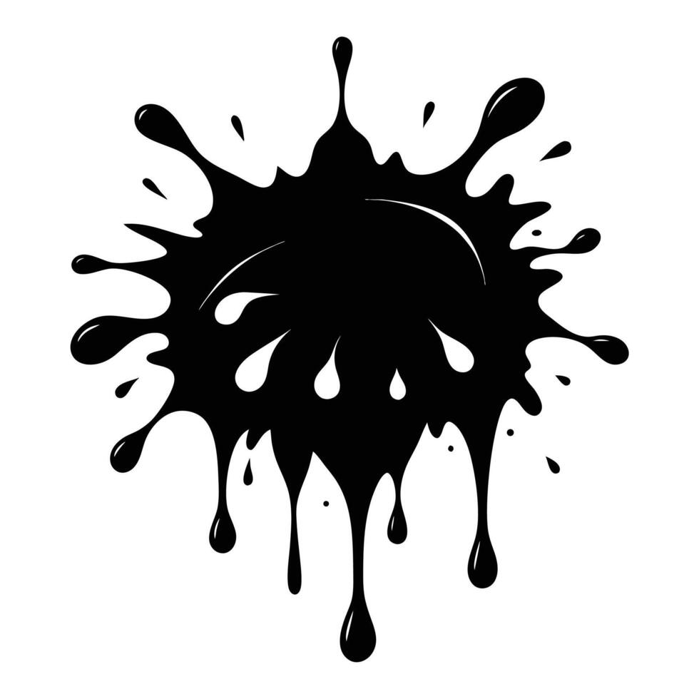 High-Resolution Black Ink Splash on White Background - Bold Organic Drip Design vector