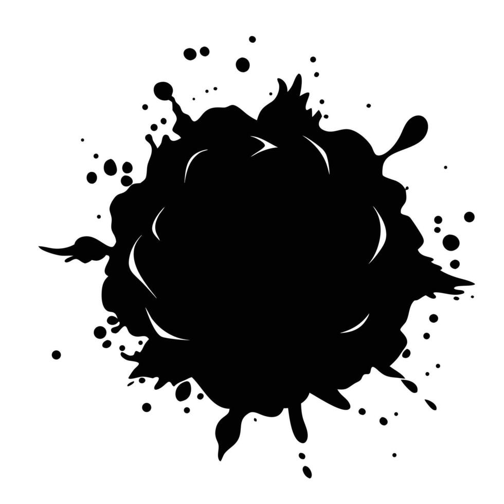 Sumi-e Style Black Ink Splash - Minimalist Japanese Brush Art on White Background vector