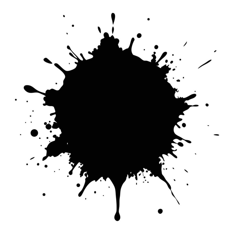Fine-Grain Black Splash Texture - Gritty Ink and Paint Splatters on White Background vector
