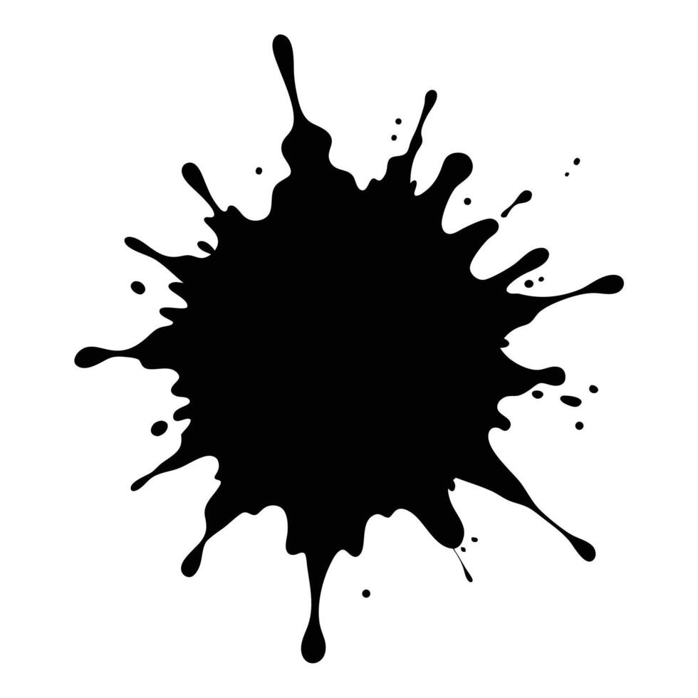 Black Paint Splash - Bold Acrylic Texture with Dripping Edges on White Background vector