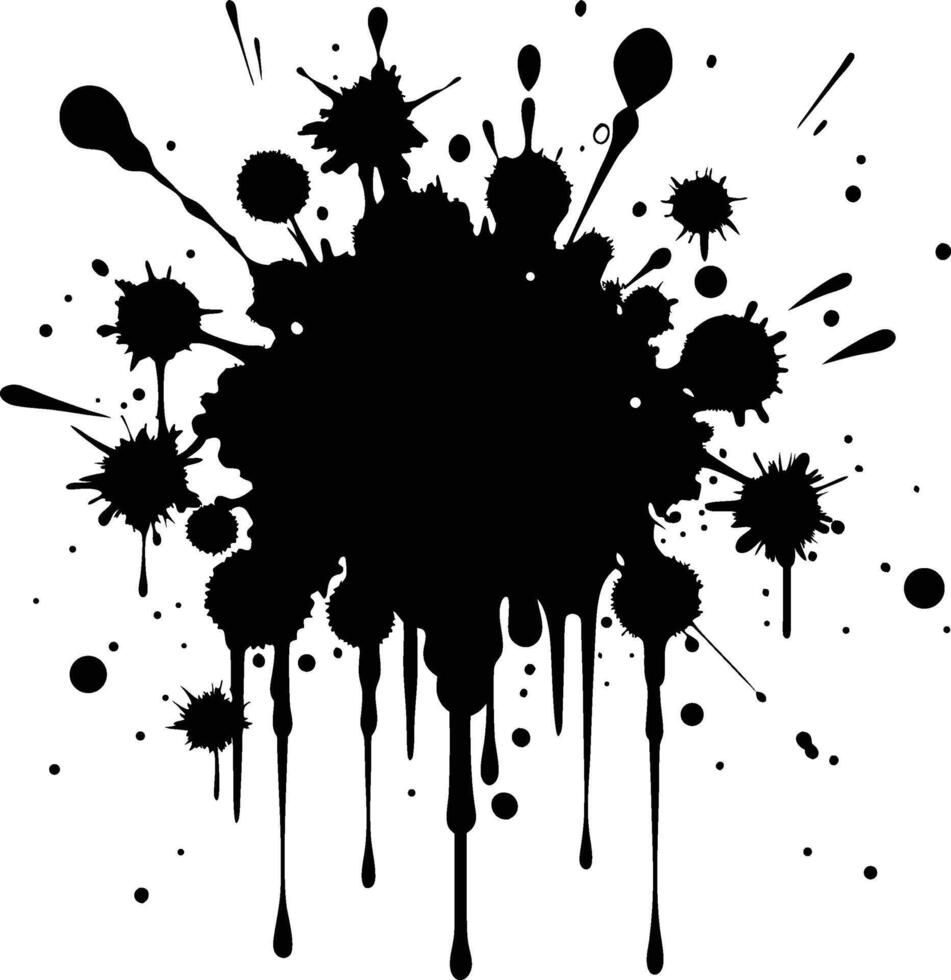 Random Black Ink Splatters - Chaotic Grunge Spray Pattern on White Background vector