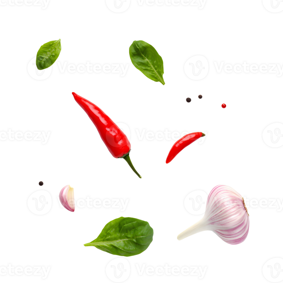 A colorful assortment of raw veggies laid out png