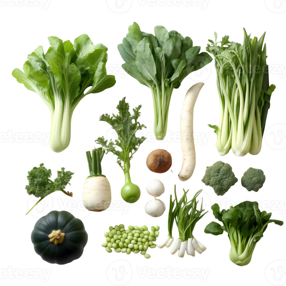 Assorted raw vegetables displayed in a colorful collection png