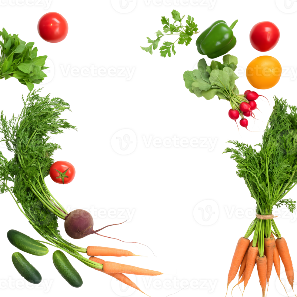 An arrangement of various raw vegetable types png