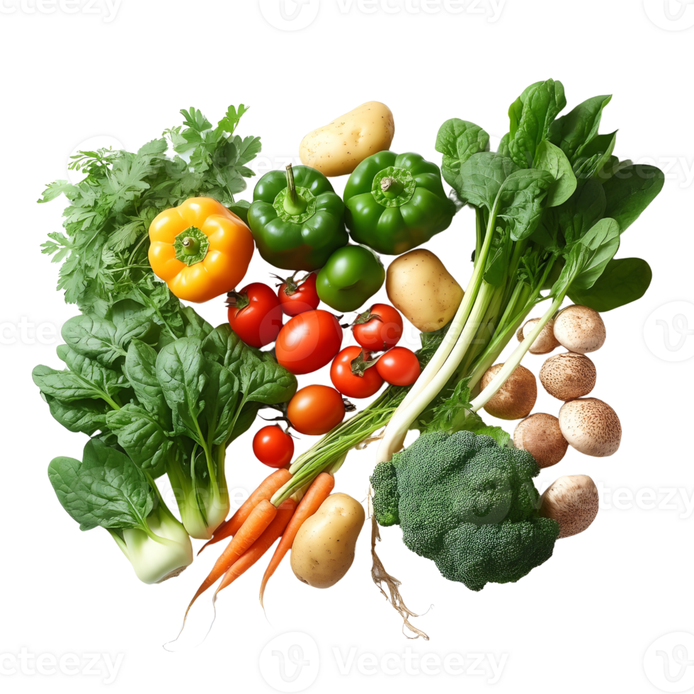 A mix of different kinds of uncooked vegetables png