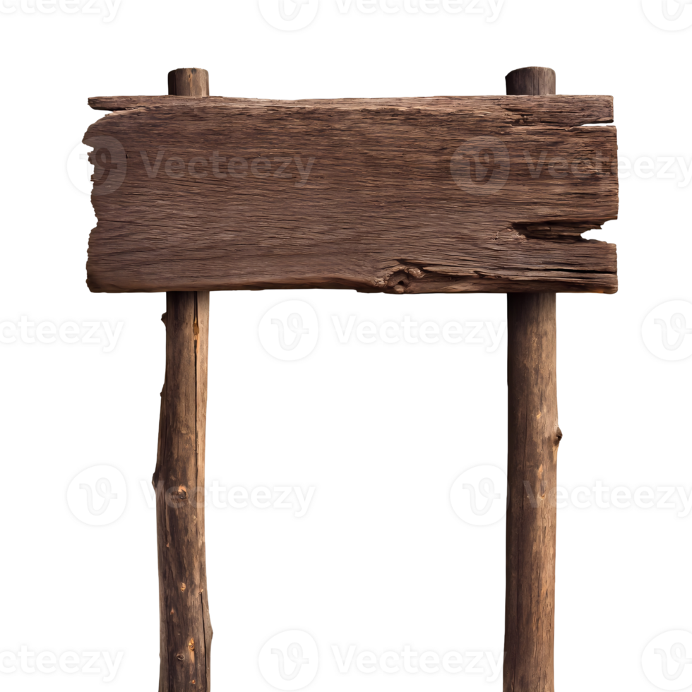 Splintered outdoor sign with antique nailwork and heavily textured surface. png