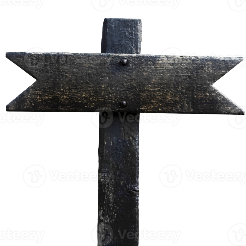 Aged wooden signboard with chipped edges, rich patina, and rustic appeal, set against a plain white backdrop. png