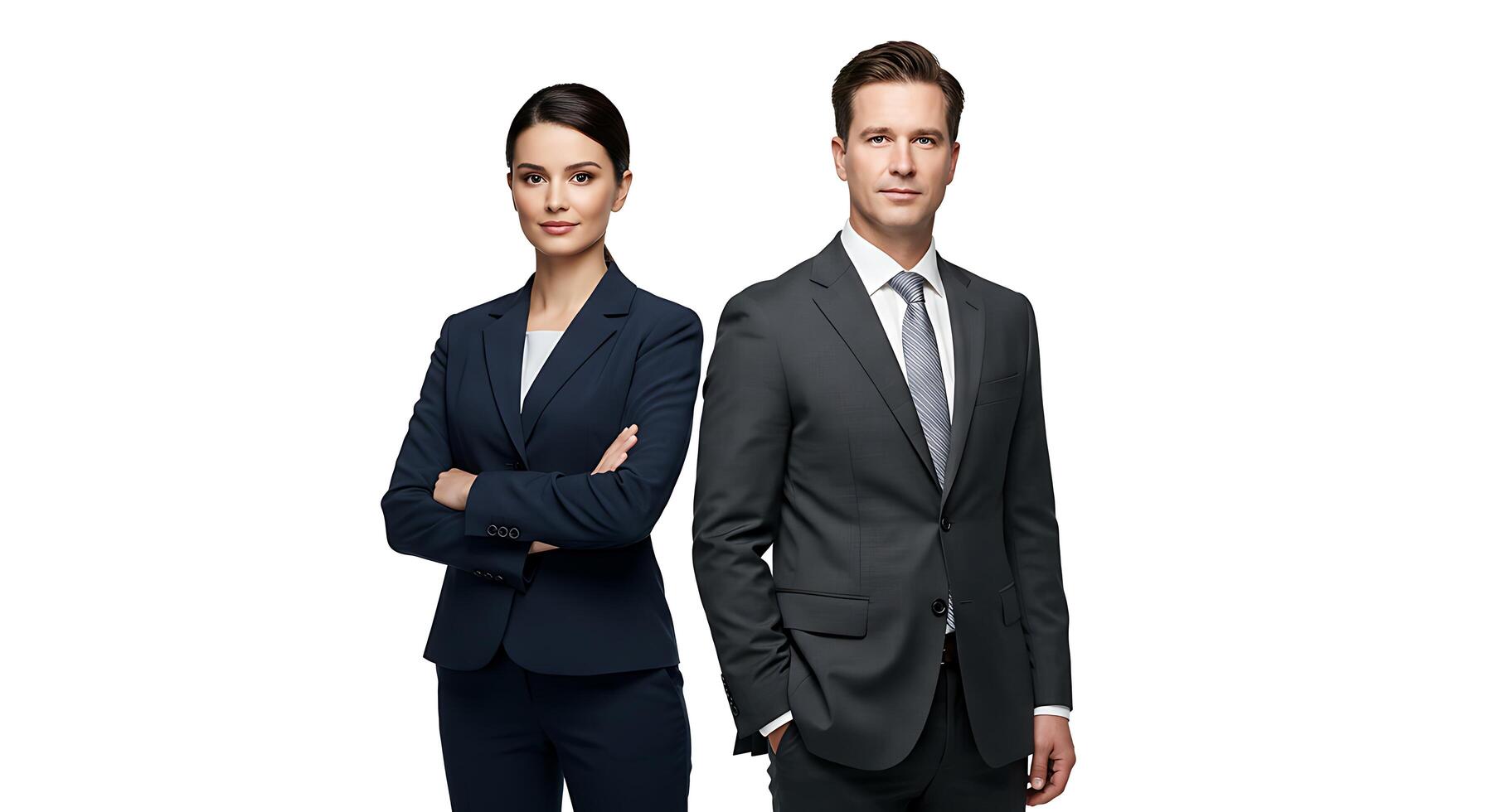 Two business people standing side by side photo