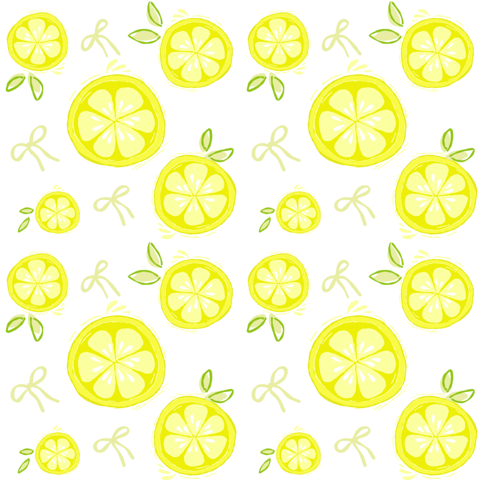 Coquette lemon ribbon seamless pattern hand drawn illustration png