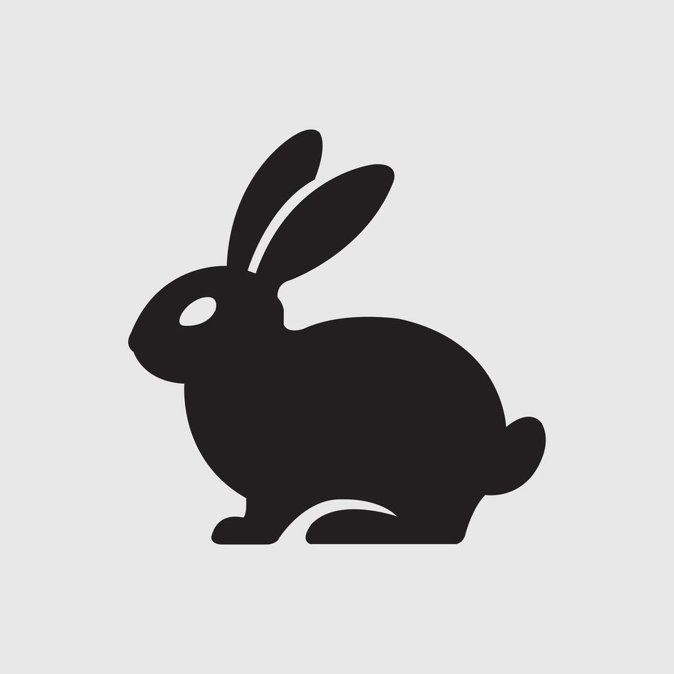 Cute Black bunny silhouette illustration isolated on white background. vector