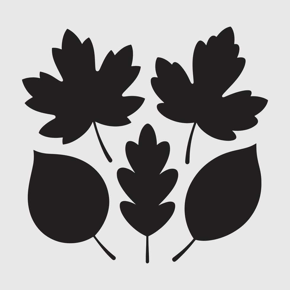 Set of decorative leaf silhouette vector