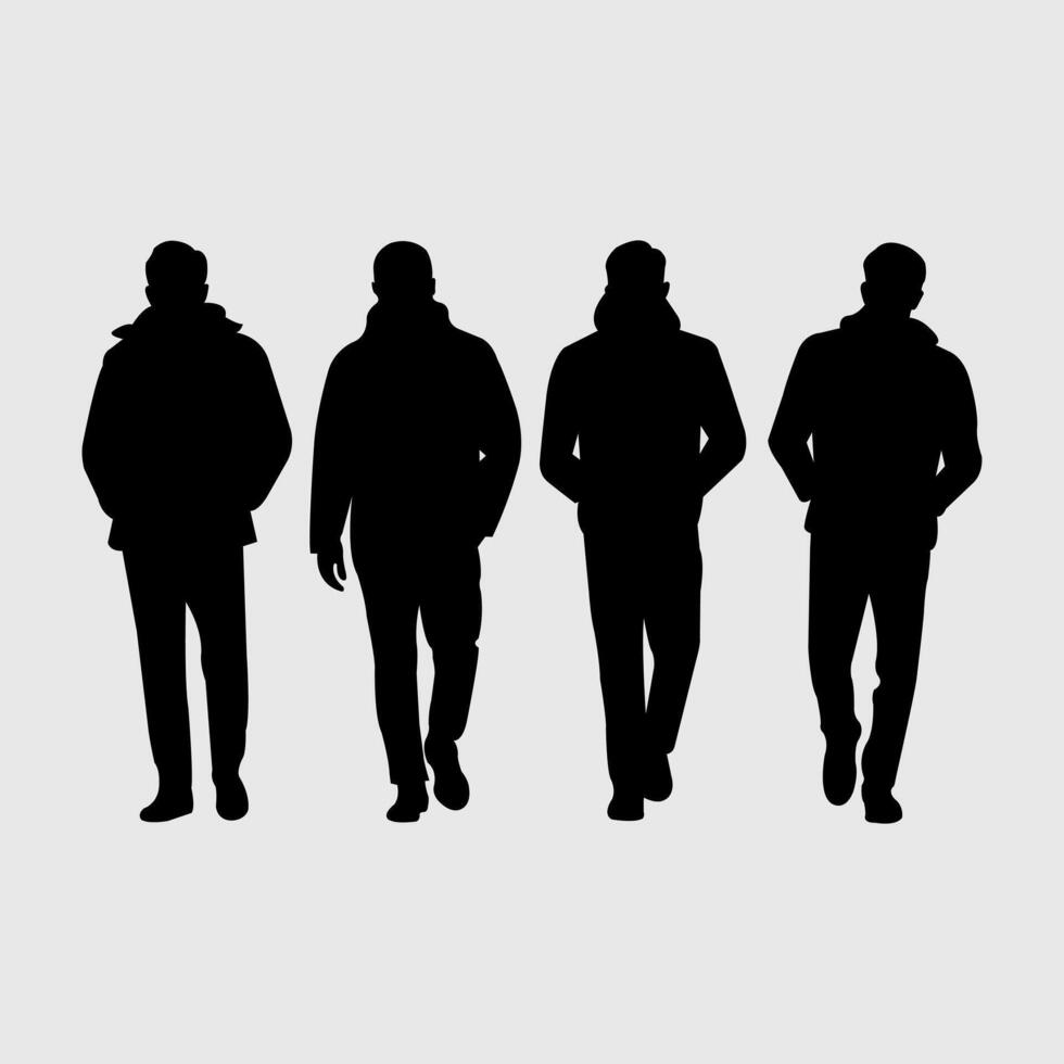 Men's black silhouette set vector