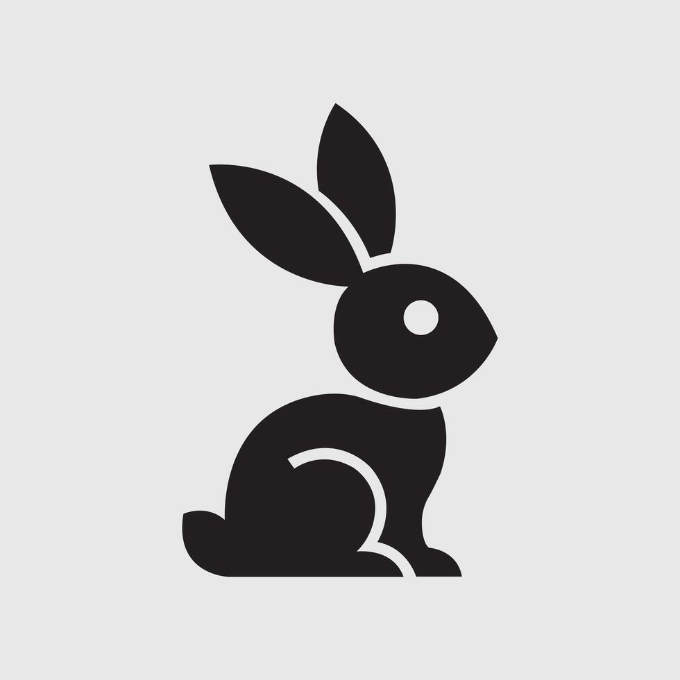 Black bunny silhouette illustration isolated on white background vector