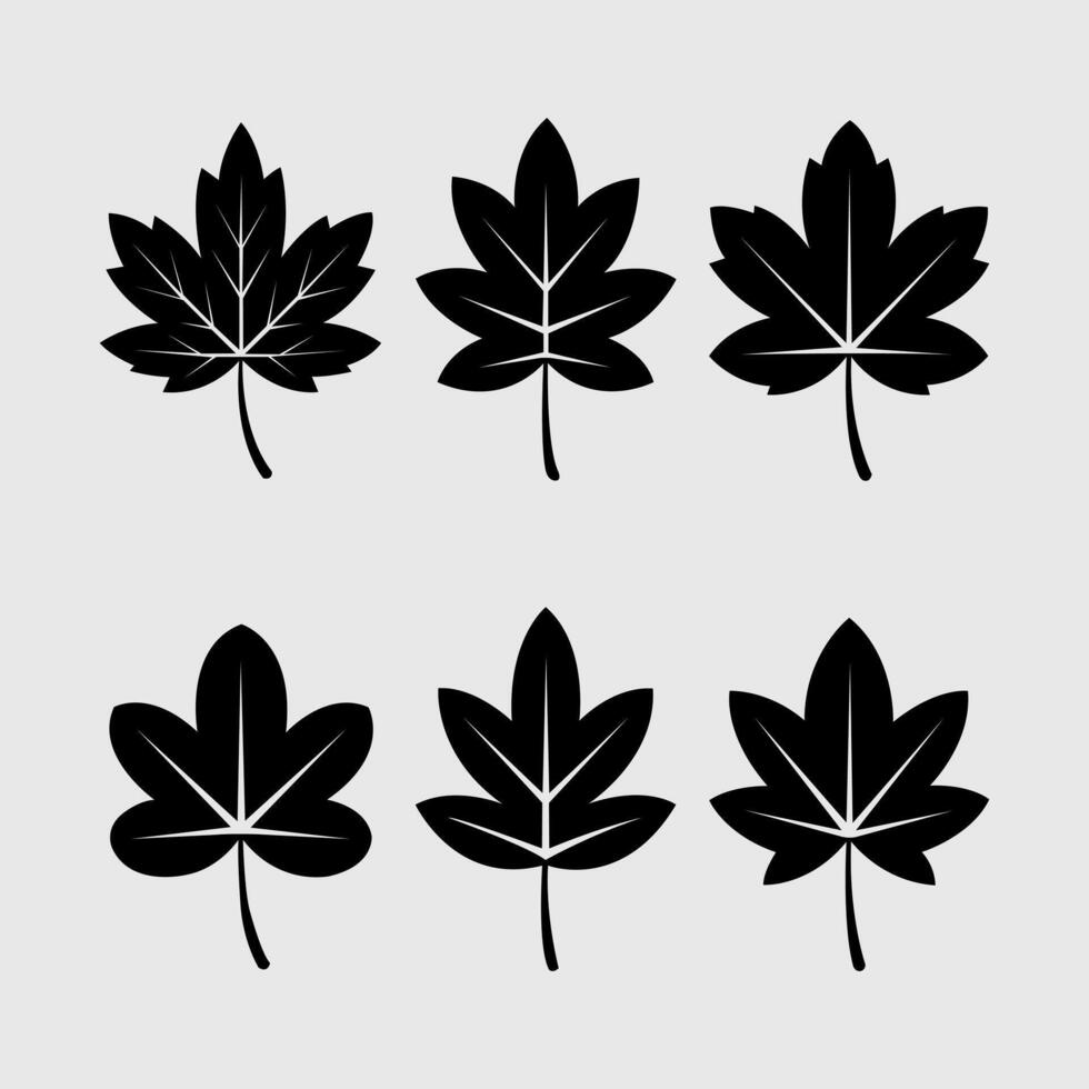 Set of decorative leaf silhouettes vector